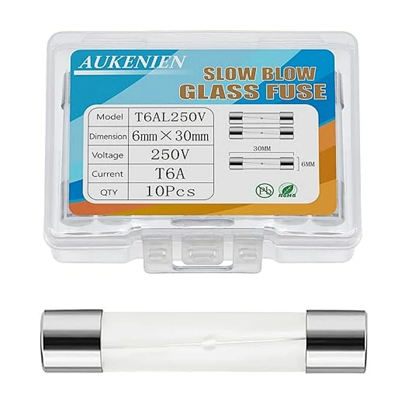 

Стеклянные предохранители AUKENIEN T6AL 6А 250В (пакет из 10 шт.)