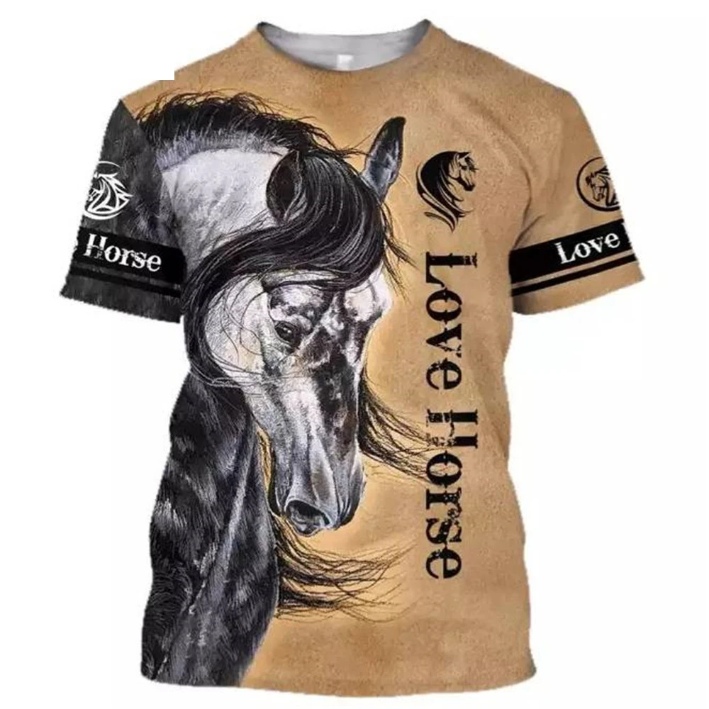 

2023 New Harajuku T Shirt for Men Galloping Pegasus Horse Short Sleeve T Shirt 3D Print Horse Loose Streetwear Plus Size Tops