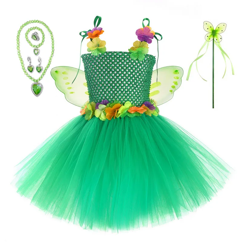Рождественское платье для девочек эльфа косплея принцессы костюмы с цветами