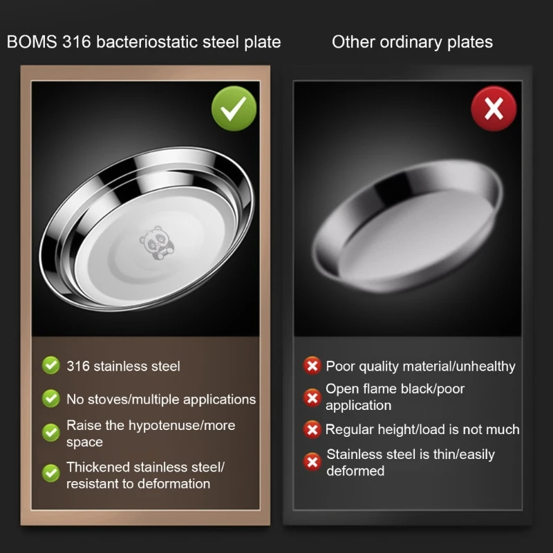 3 упаковки тарелки из нержавеющей стали 316 для семейного обеда углубленное