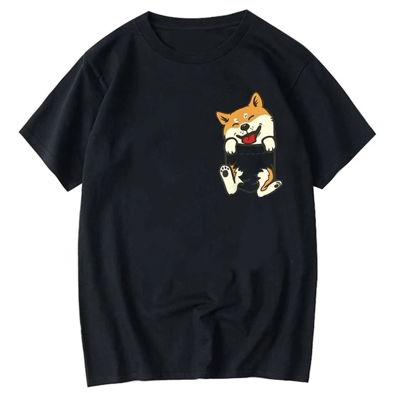 

Men's t shirt Pocket puppy Shiba Inu Feet Cute Doge funny TShirt women Manga Kawaii Anime cartoon dog T-Shirt Fashion Summer Top