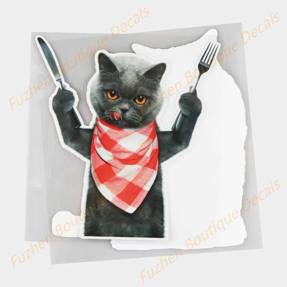 Fuzhen бутик-наклейки внешние аксессуары кошка держащая посуду креативные