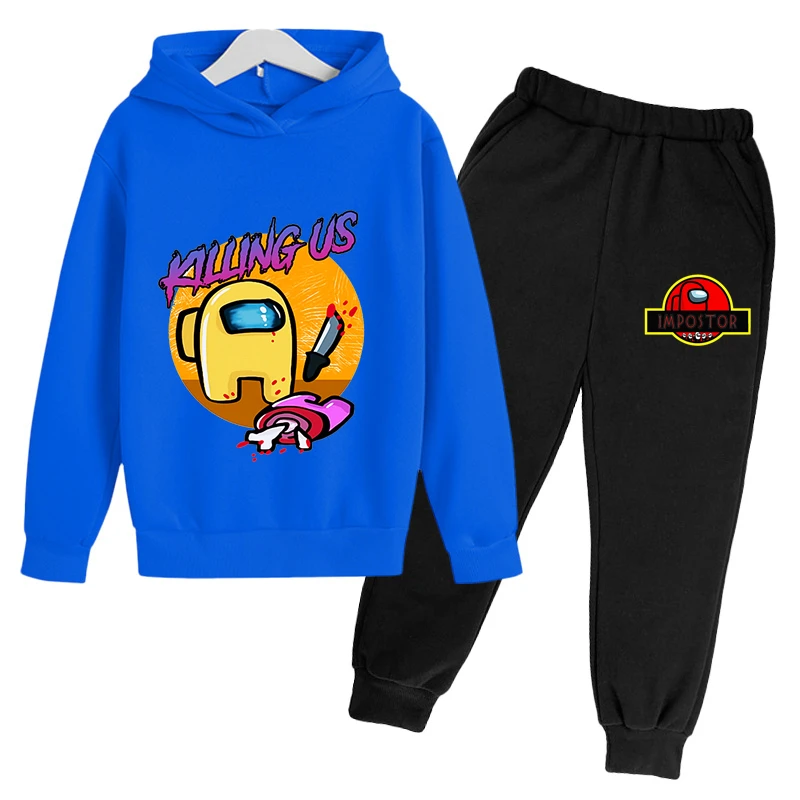 

New 2022 Kids Boys Girls Clothing Sets Winter Cartoon Among Us Long Sleeves O-Neck Hoodies Tops with Pants Cotton Impostor Sets