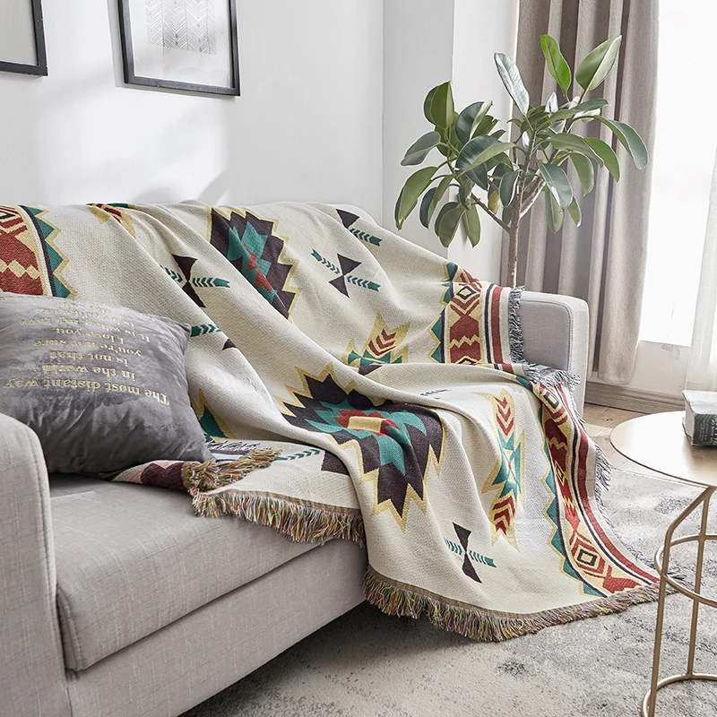 

Новое геометрическое Походное одеяло для кемпинга в богемном стиле, плед для кровати, декоративное покрывало для дивана, коврик для путешес...