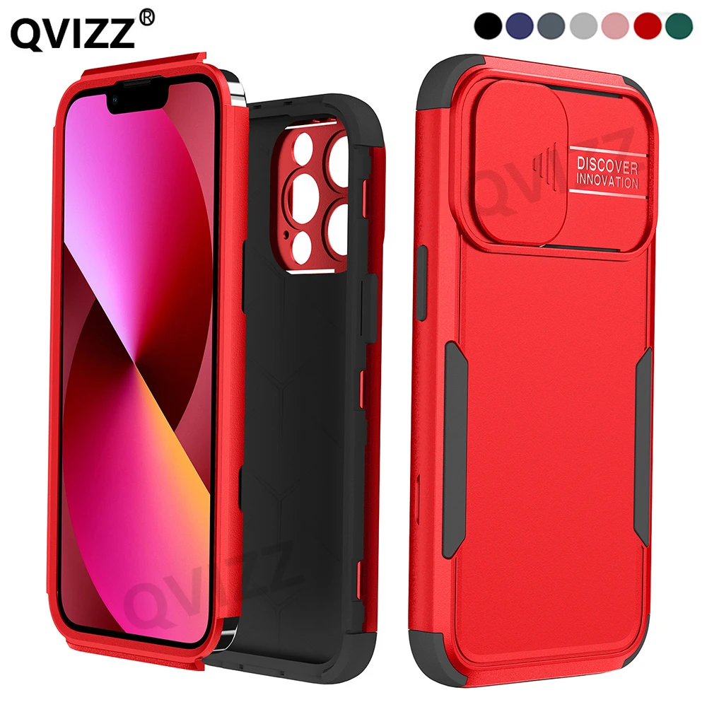 

3 Layer Case for iPhone 13 Pro Max Slide Camera 3 IN 1 Full Coverage Lens Bumpers Luxury Armor Shockproof Frame Soft Hard Cover