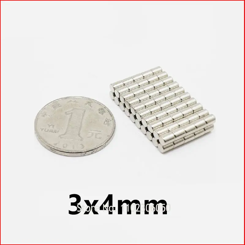 

1000-3000 шт. 3x4 мм Мини Магнит 3x4 мм 3 мм x 4 мм высокопрочный редкоземельный постоянный магнит 3*4 сверхмощные неодимовые магниты 3x4 мм