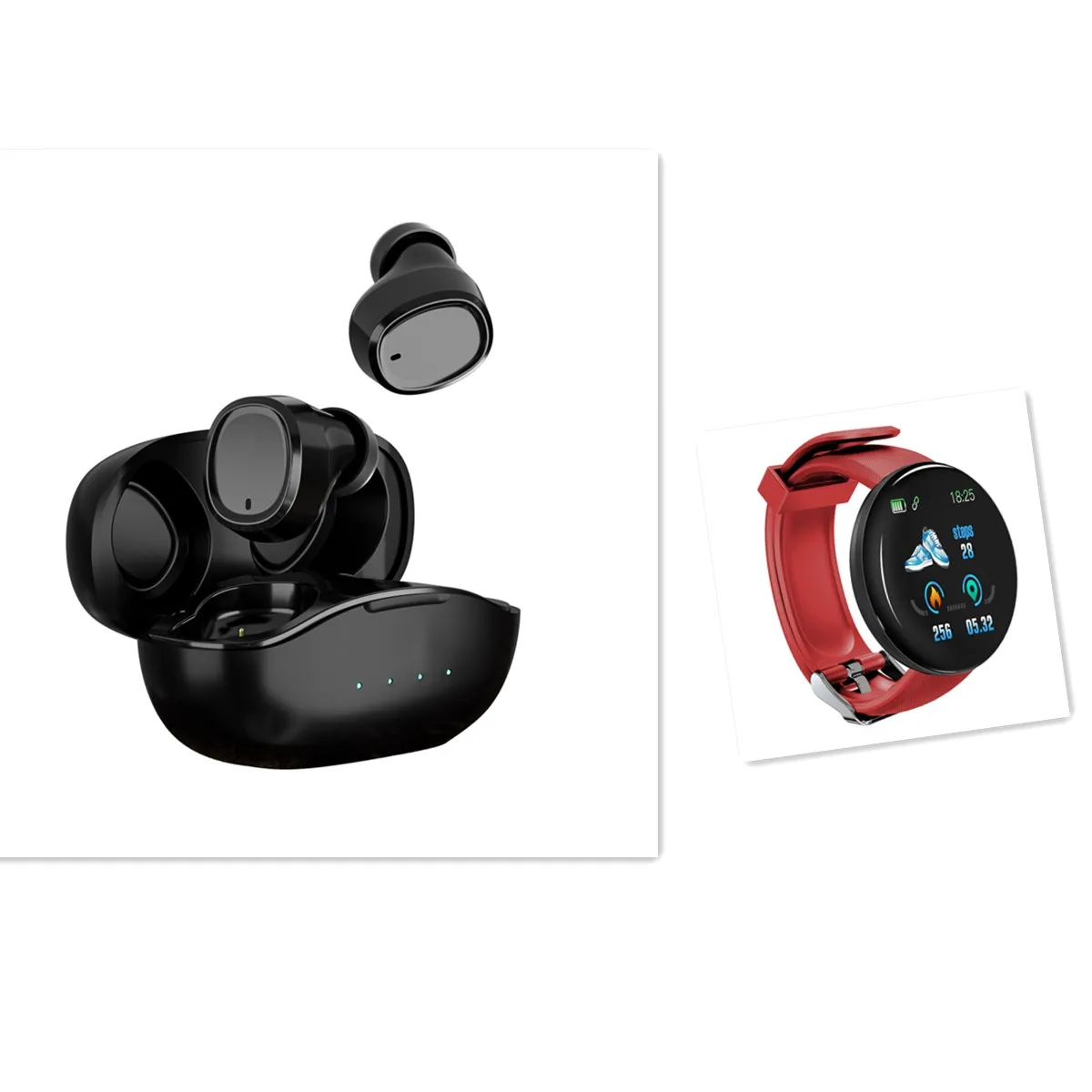 Недорогие Bluetooth-наушники 2 в 1 умные часы D18 для спорта фитнеса йоги гарнитура T1
