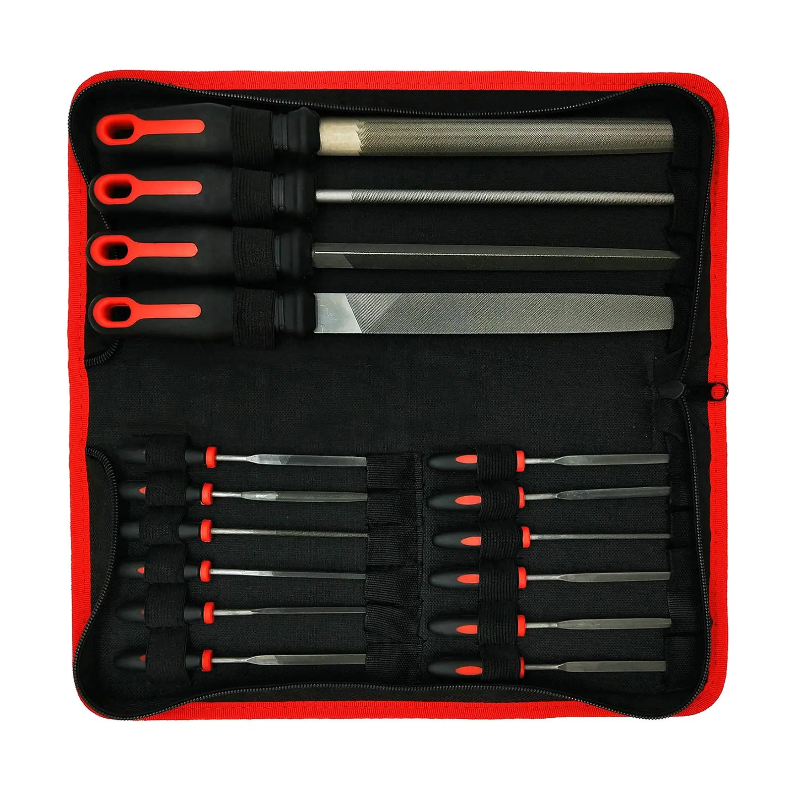 

File Set Rubber Handle Needle File Flat/Triangle/Half-Round/Round Large File Hand Metal File for Woodworking Jewelry Metalwork