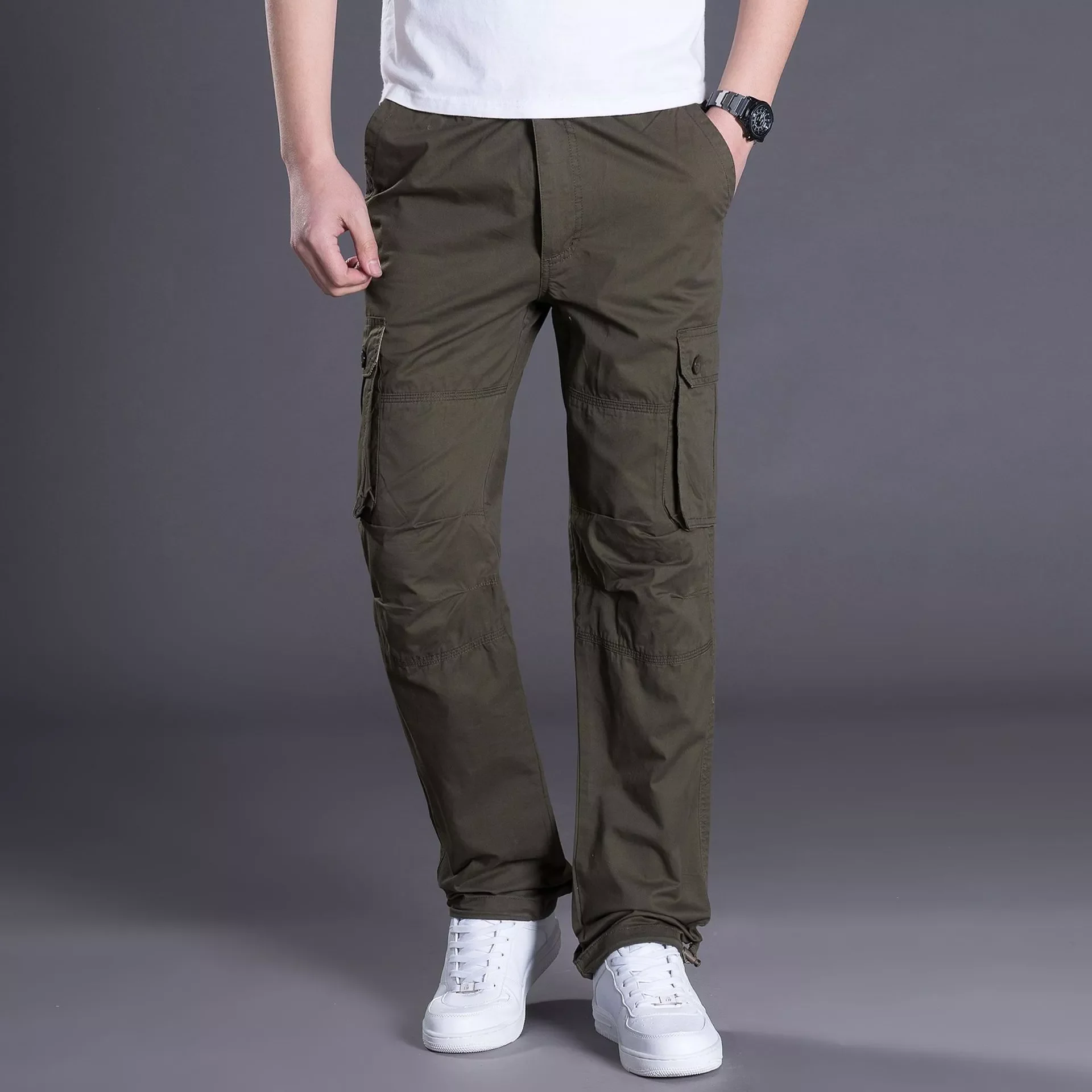 Cargo Pants Mens Casual Multi Pockets Military Large Size Tactical Pants Men Outwear  Straight Winter Pants Trousers