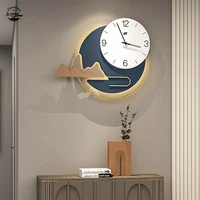 light luxury wall clock round creative simple wall clock modern design living room with lights smart remote control reloj mural