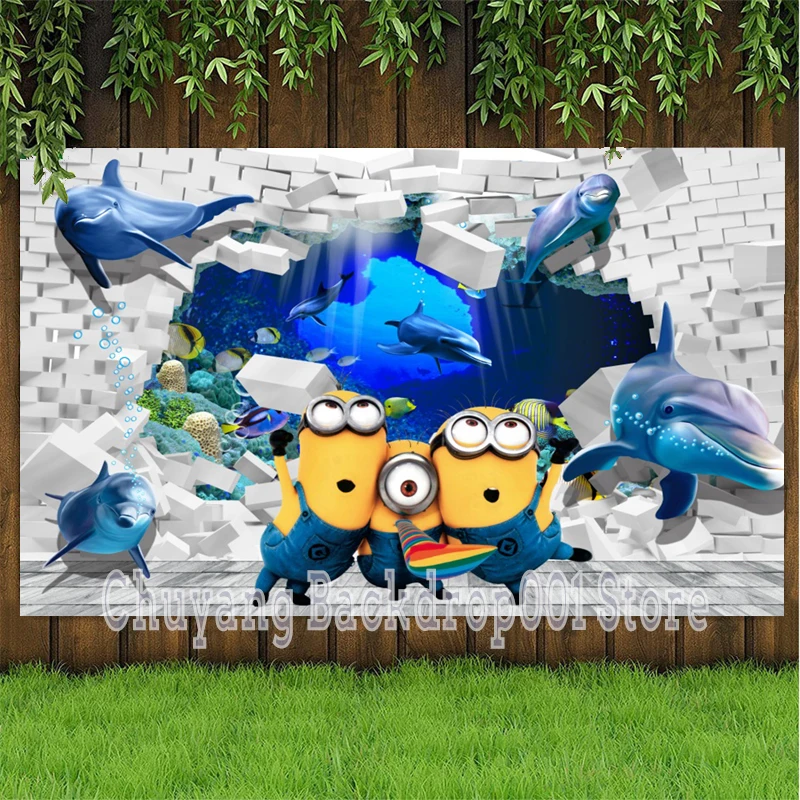 Фон для фотосъемки с изображением дельфина цифровым 3d белой сломанной кирпичной