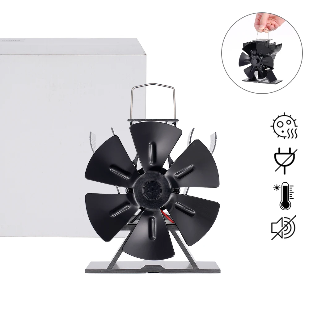 

Мини-вентилятор для плиты с 6 лопастями, работающий от тепла, семейная деревянная горелка, огнеупорный обогреватель, тихий, экологичный, домашний, теплый, эффективное распределение тепла