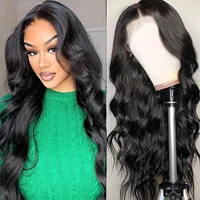 kryssma black synthetic lace front wig body wave lace front wig with baby hair long wave fiber hair cosplay wig 2022 new fashion