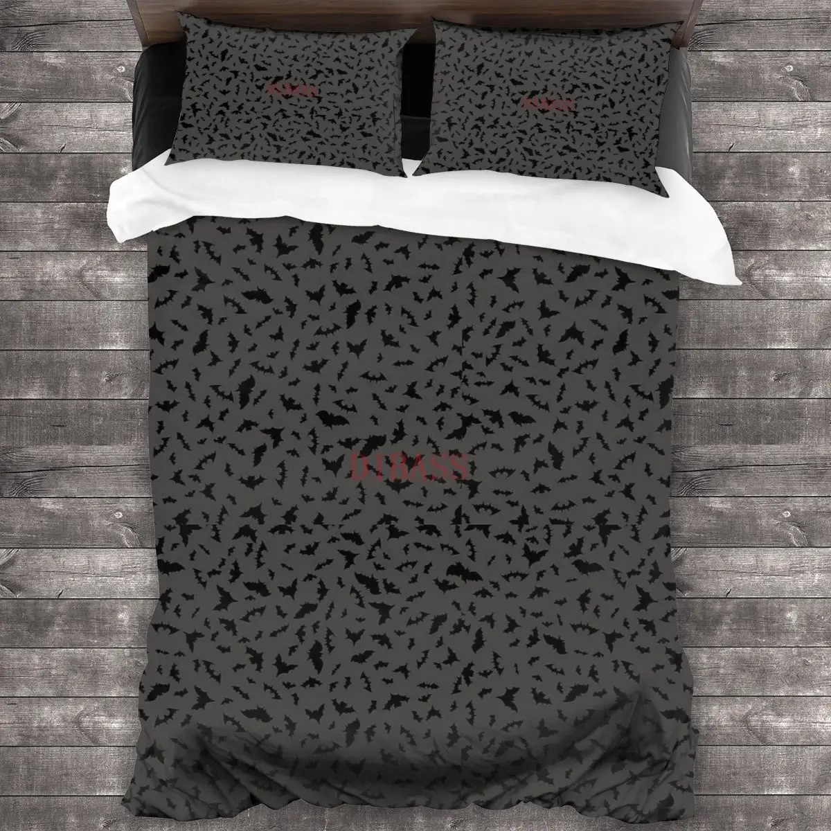 

Black Bat Halloween Print, Spooky Bats Soft Microfiber Comforter Set with 2 Pillowcase, Quilt Cover With Zipper Closure