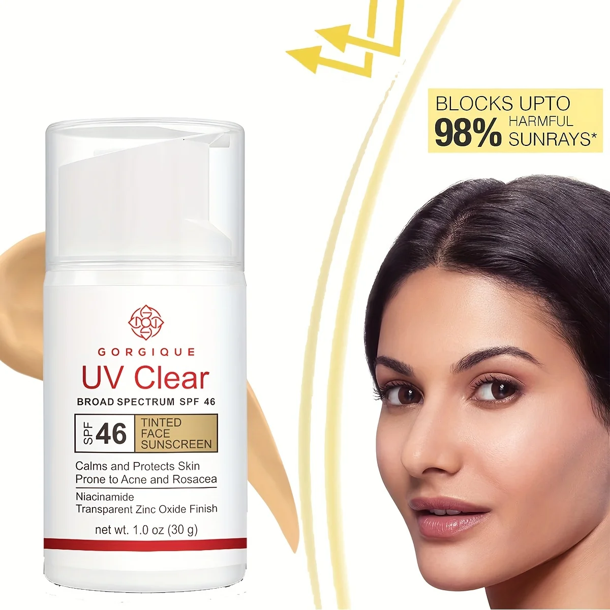 Затемненный солнцезащитный крем для лица с защитой от УФ-лучей Spf 46 безмасляный