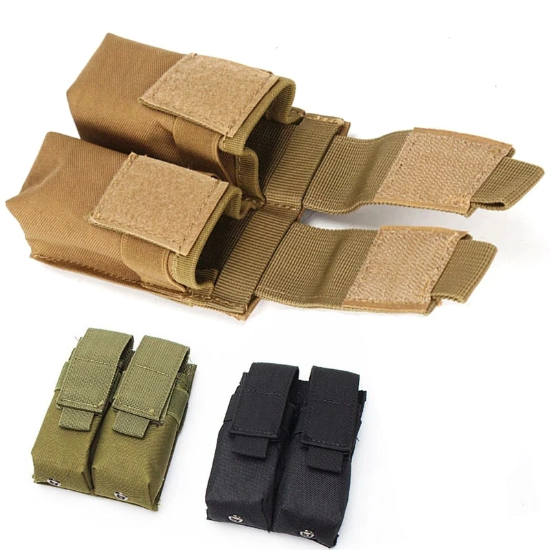 

9mm Pistol Magazine Pouch Tactical Double Molle Belt Dual Mag Bag Flashlight Holder Attachment Package Gun Hunting Accessories