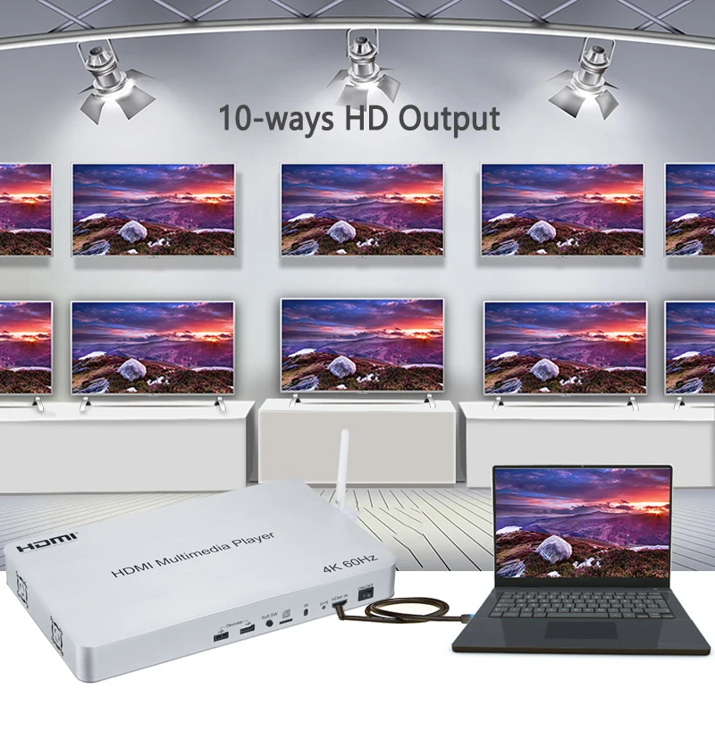 10-портовый мультимедийный плеер HDMI 2 0 1x10 сплиттер Android 6 коробка HD проектор ТВ