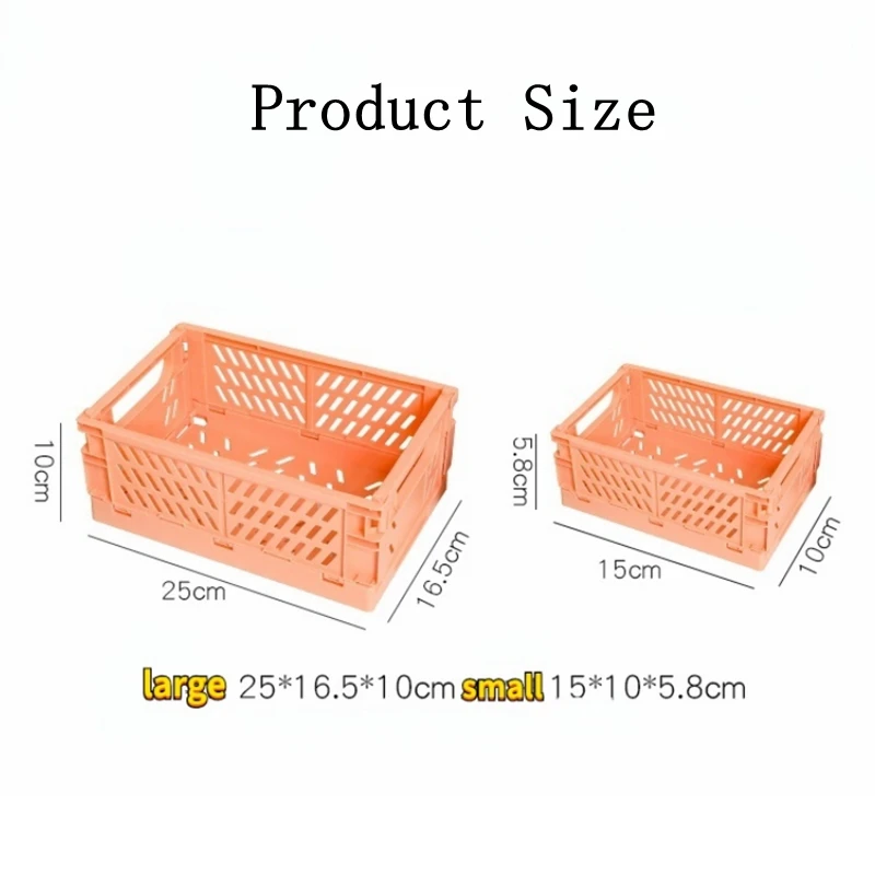Ins Desktop Plastic Storage Baskets Organizer Box Folding Stackable Toy Storage Basket with Handle Bathroom Storage Box Basket