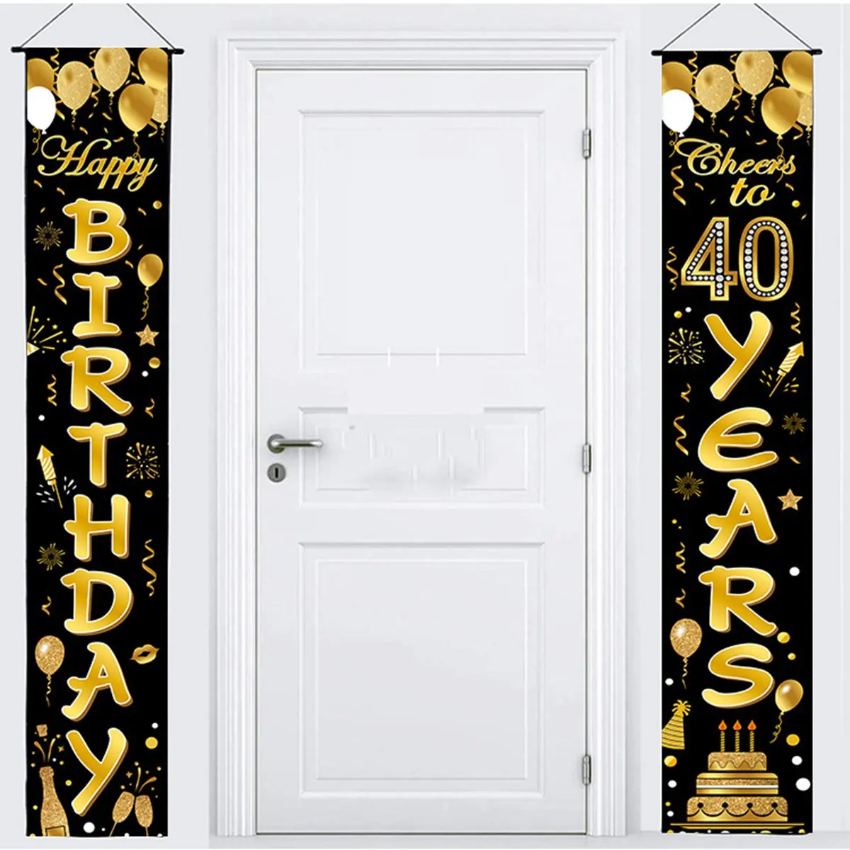 30x180cm  ornement de rideau de porte d'anniversaire or noir 18 20 30 40 50 60 70 ans  pendentifs de