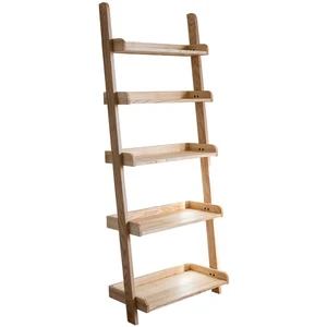 Pewter Solid Wood Log Ladder Shelf Bookshelf Designer Bulkhead Bracket Shelf Flower Stand Decorative Art