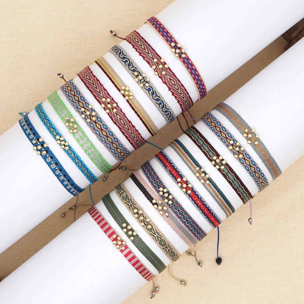 

KKBEAD Multi Stack Fabric Cloth Bracelets for Women Braided Bracelet Handwoven Wristband Pulsera Bohemian Friendship Jewelry