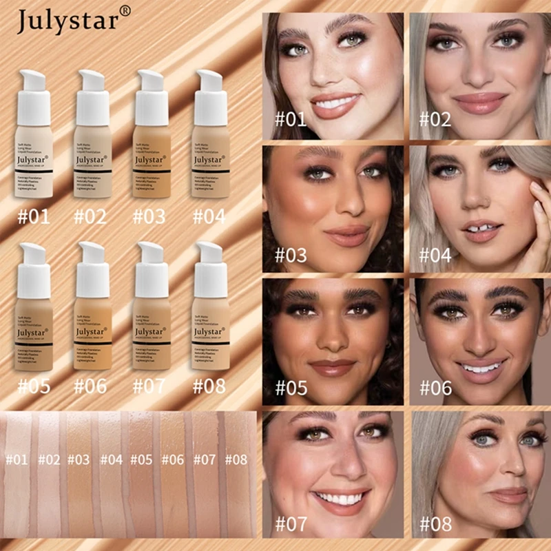 

30Ml Face Liquid Foundation Matte Naturally Flawless Full Coverage Concealer Oil-control Whitening Cream Professional Make Up