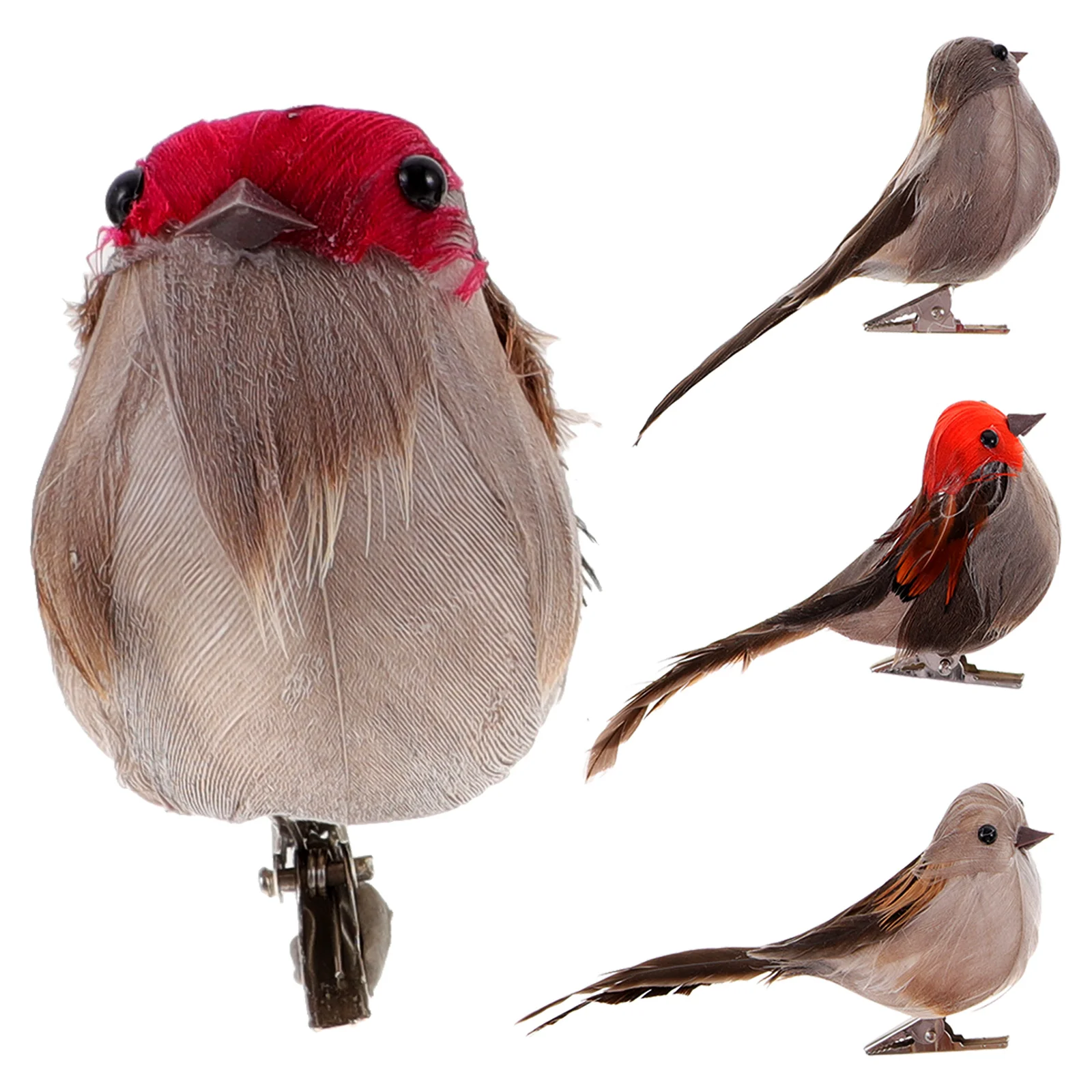 

4 Pcs Sparrow Ornament Foam Birds Clips House Decorations Home Feathered Simulation Artificial