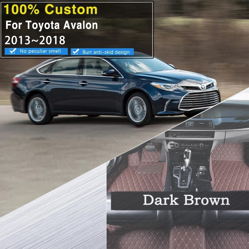 Car Floor Mats For Toyota Avalon XX40 2013~2018 Waterproof LHD Dark Brown Left Hand Driver Rugs Leather Mat Car Accessories Auto