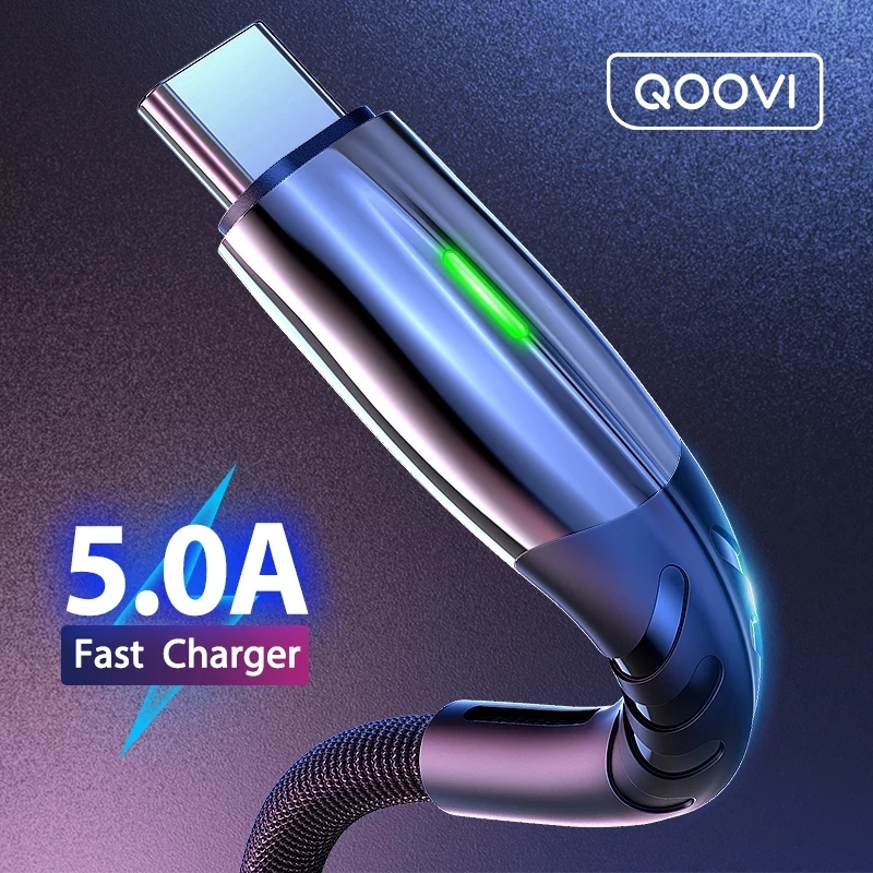 QOOVI 5A USB Type C Cable Micro USB Fast Charging Mobile Phone Android Charger Type-C Data Cord For Huawei P40 Mate 30 Xiaomi 12