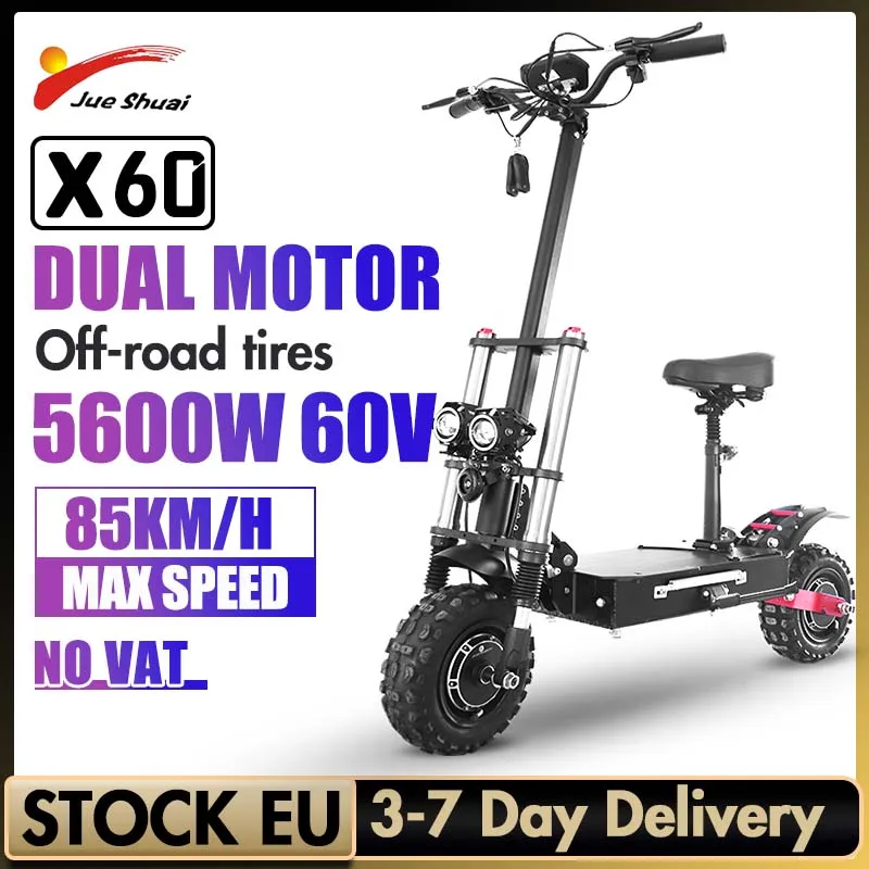 

100KM Loong Range Powerful Electric Scooter 5600W Dual Motor E Scooter 11 Inch Off Road TIre Patinete Elétrico Adullto EU STOCK