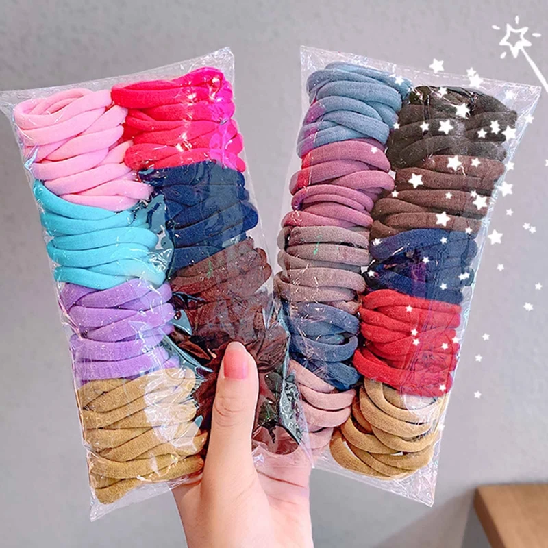 

100 шт./компл. цветные нейлоновые эластичные повязки для волос для девочек, ободок с держателем, модные аксессуары для волос