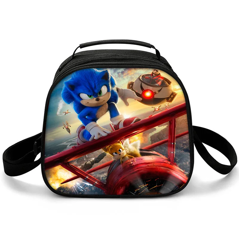 

Sonic The Hedgehog Lunch Bag Pupils Picnic Bag Ice Bag Schoolbag Boys Girls Anime Cartoon Mochila Lightening Zipper Shoulders