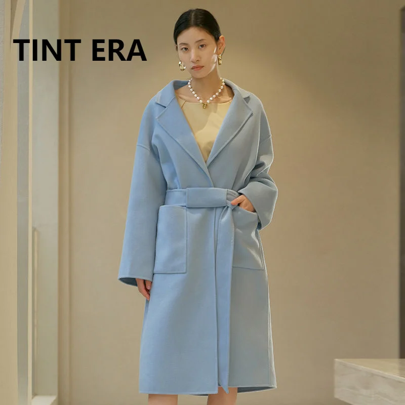 

Женское кашемировое пальто TINT ERA, оригинальный дизайн, Европейская мода, Осень-зима 2021, новое двустороннее шерстяное пальто