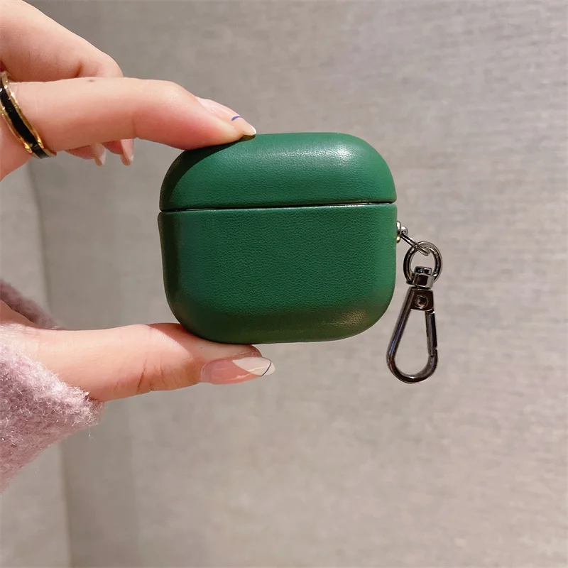 

Luxury Soft Leather Earphone Case For Apple Airpods 3 2021 Full Protective Cover With Anti Lost Buckle For Airpods 1 2 Pro Coque