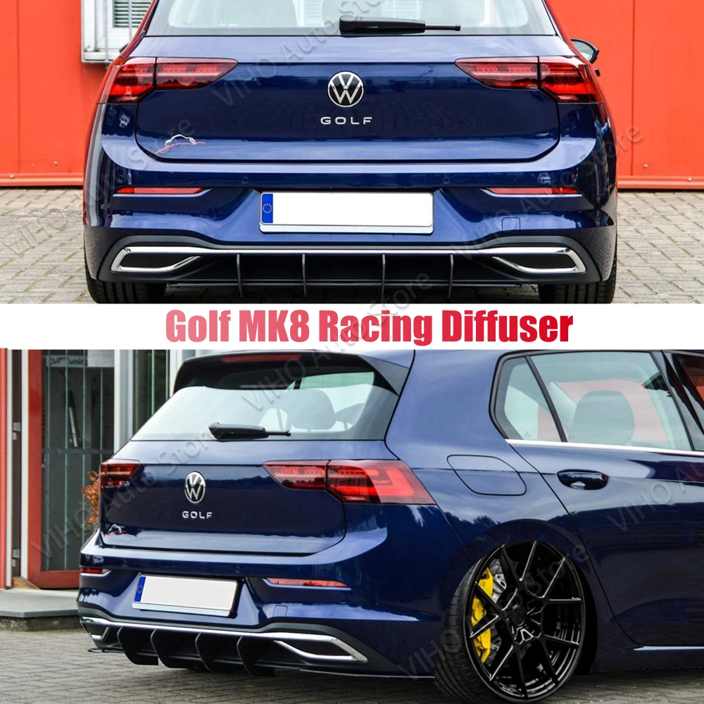 

Для VW Golf 8 MK8 GTI GTE R-line 2020-2023 4 ласты Автомобильный задний бампер диффузор спойлер боковые разветвители гонки диффузор кузов комплект отделка