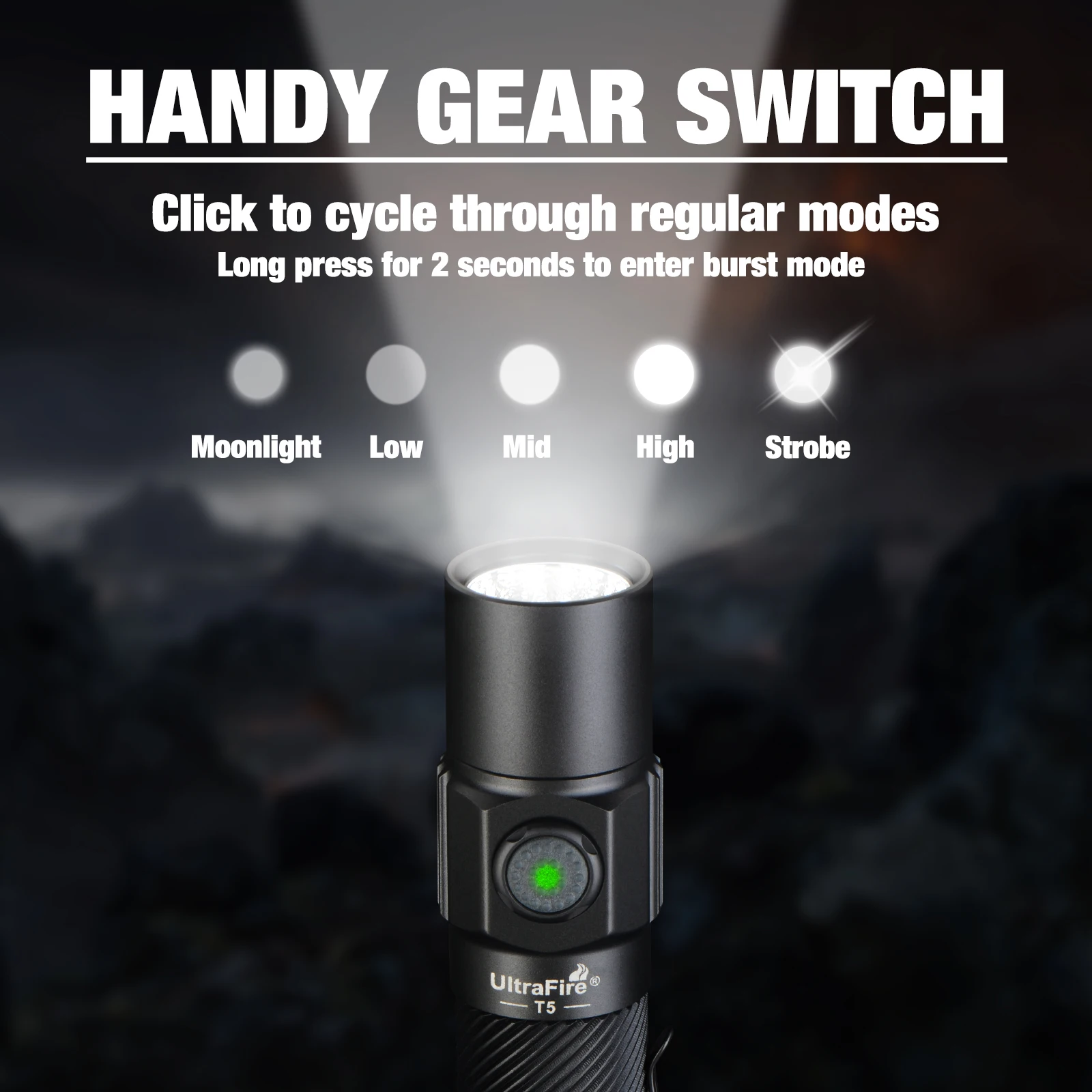 UltraFire T5 армейский тактический фонарь 1800 люмен 273 метра дальность луча мощный