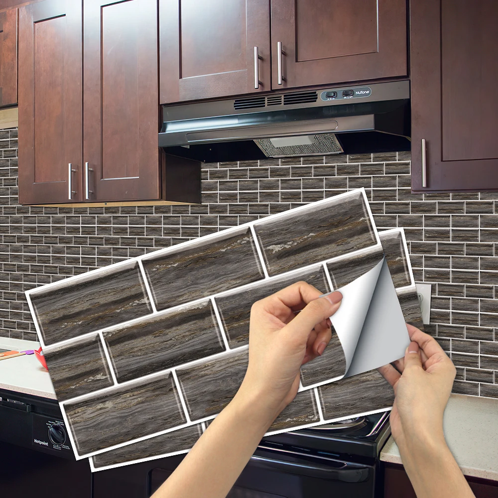 

3D Wall Panel Kitchen Bathroom Floor Marble Decoration Waterproof Antifouling Self Adhesive Removable PVC Tile Stickers