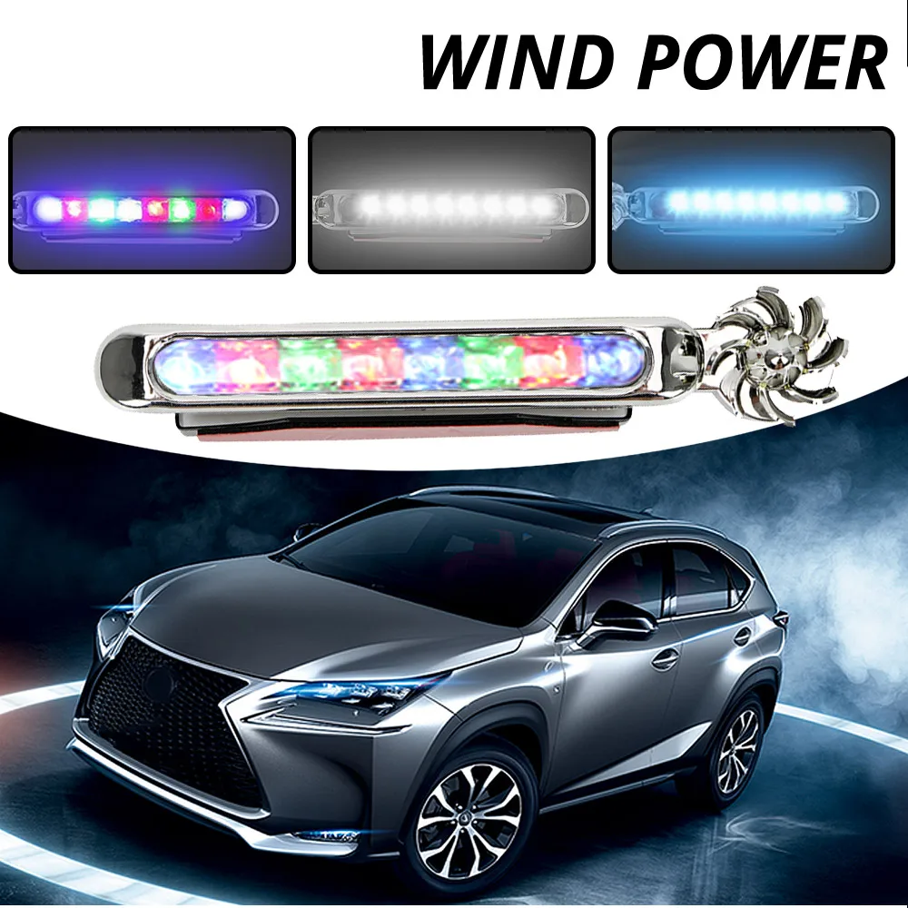 

1X Wind Powered Car DayTime Running Lights 8LED Rotation Fan Daylight No Need External Power Supply Auto Decorative Lamp DRL Led