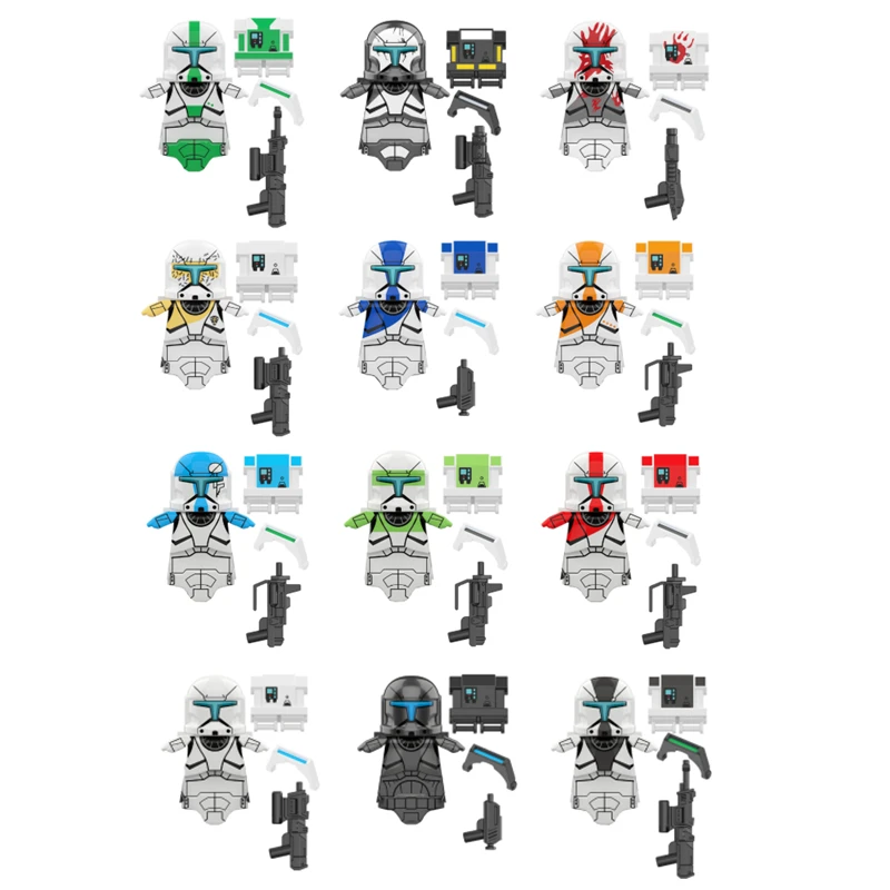 

6Pcs/Set Republic Commando Clone Troopers Fixer Scorch RC-1138 Sev Building Blocks Bricks Star Action Figure Wars Toys Kids