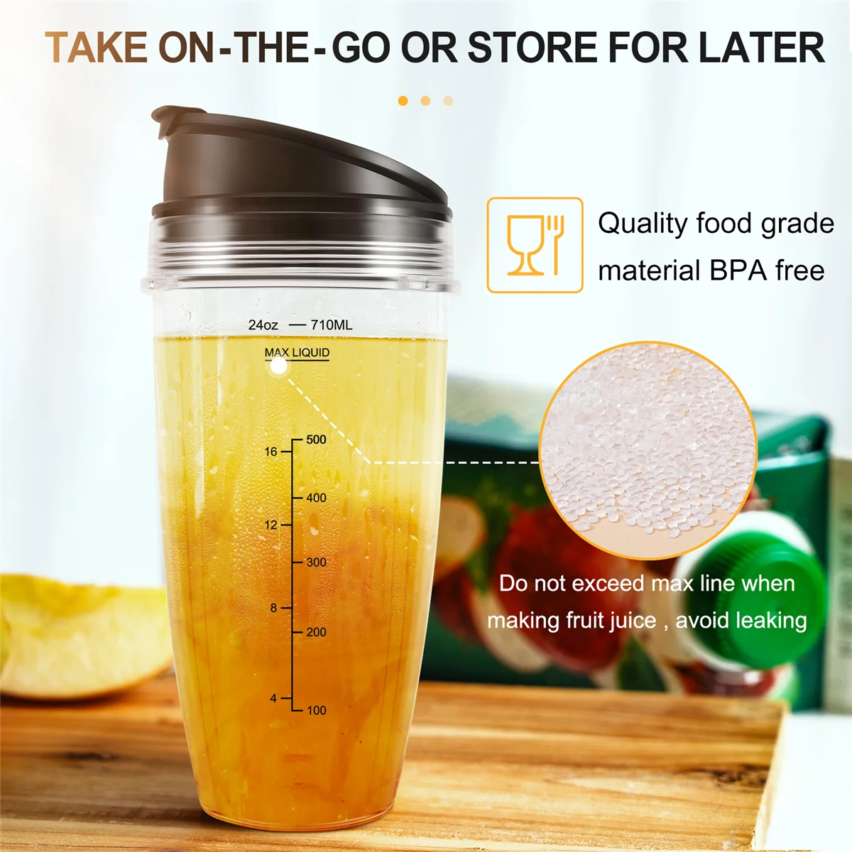 Сменные чашки на 24 унции совместимые с блендером Ninja Nutri BN401 BN701 SS101 BN400 BN800 BN801