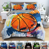 basketball duvet cover set 3d ball pattern sports theme bedding set football court competitive games queen king quilt cover