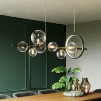 nordic fashion creative chandeliers long transparent glass ball led pendant light dining living room kitchen decor lamp fixtures