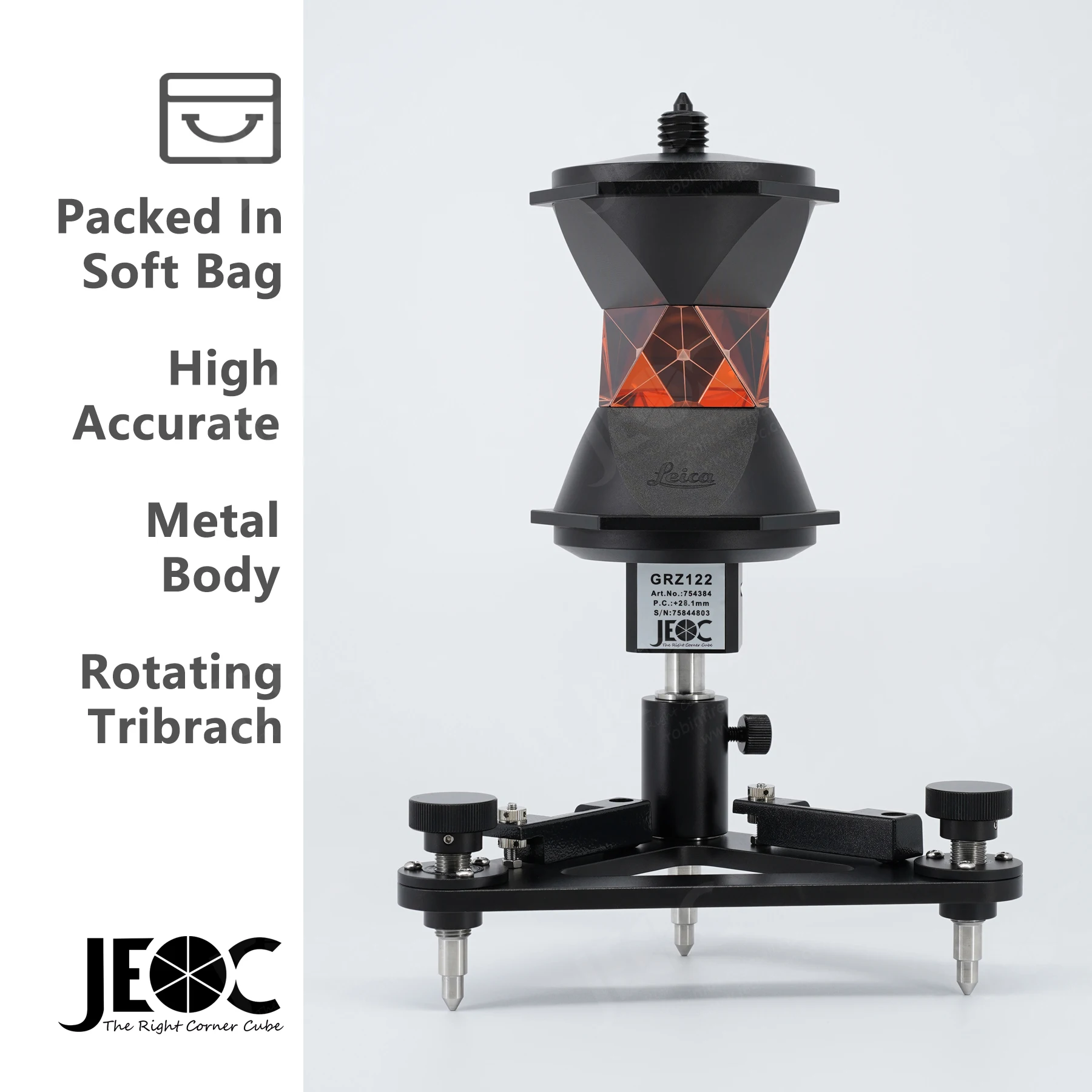 

JEOC GRZ122+ Tribrach, Light Weight Accurate 360 Degree Prism with Metal Holder for Leica Totalstation Accessories Topography