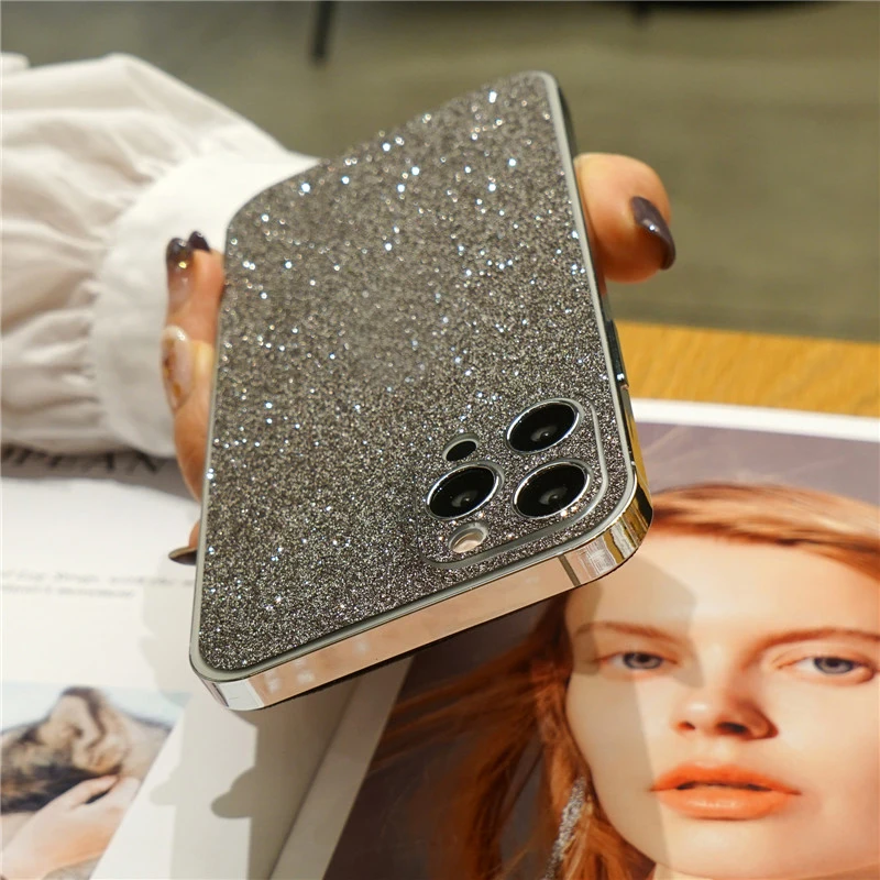 Dropshipping Hot Glitter Bling Front+Back Stickers For iPhone 14 13 12 11 Pro Max iPhone13 Plus X XR XS MAX 12 Mini Body Film