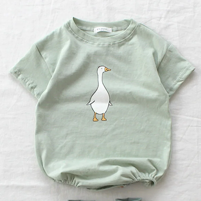 

Summer Baby Short Sleeved Creeper Fart T-shirt Simple Cartoon Goose One-piece Ha Clothes