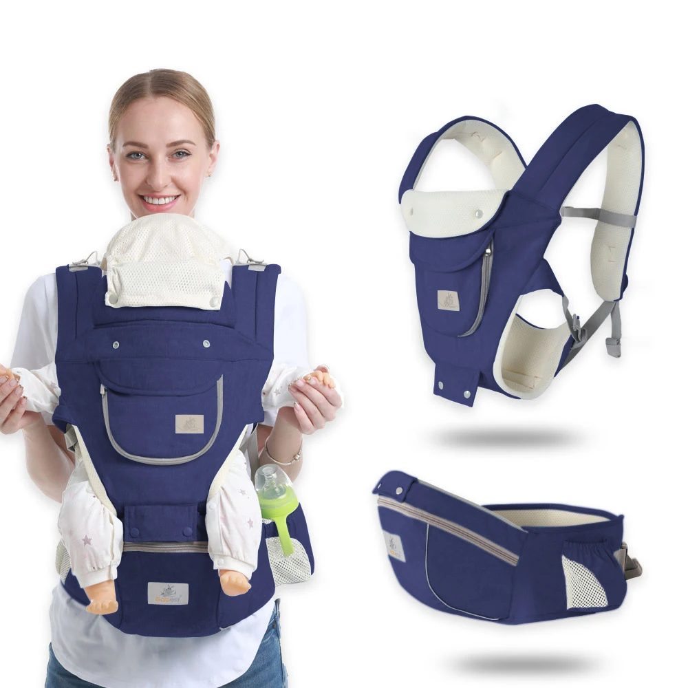 

Baby Carrier Waist Stool , Removable Hood Ergonomic Kangaroo Carrier Belt 0-36 Months Newborn Travel Items Accessories Boy Girl
