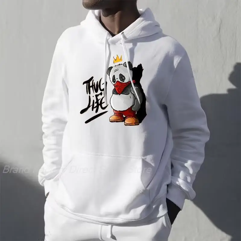 

Толстовка мужская с принтом панды, свитшот с длинным рукавом, теплая уличная куртка для кемпинга, весна-осень