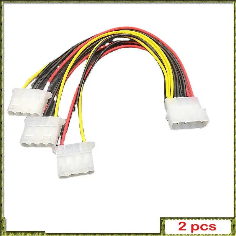 

2pcs IDE Power Supply 1 To 3 Wire 4 Pin IDE 1-to-3 Molex IDE Female Power Supply Splitter Exentsion Adapter Cable