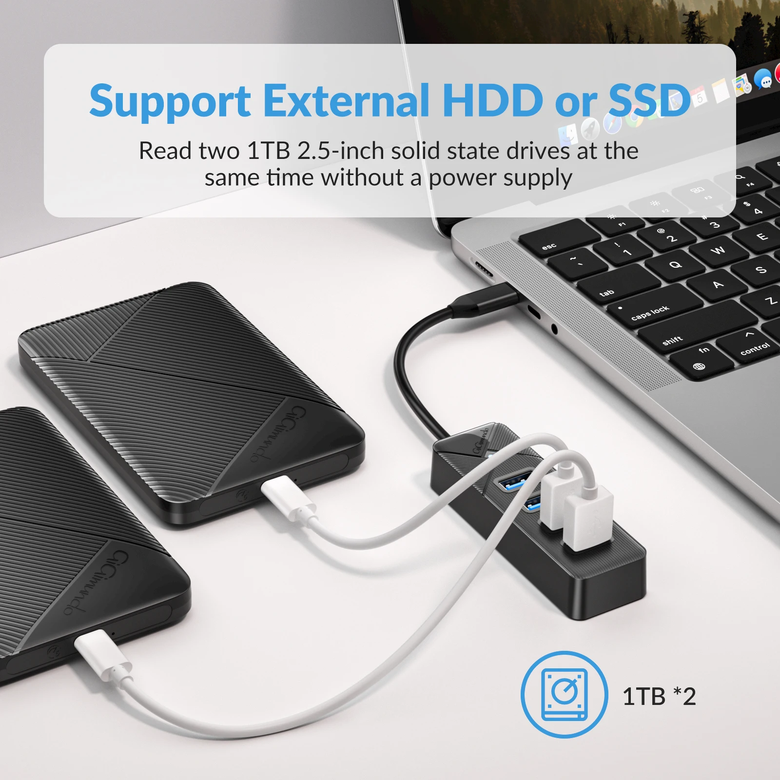 Фото USB 3.0 HUB, высокоскоростной USB-разветвитель с 4 портами USB-A и 1 портом Type-C, 5 Гбит/с, многопортовый USB-адаптер для ПК, компьютерных аксессуаров, ноутбуков №3
