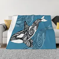 Blackfish Marine Species The Relationship Between Man And Nature Blanket Flannel Decoration Whale Tribal Tattoo